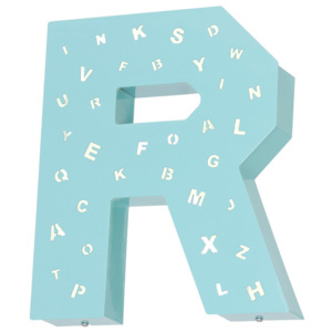 Tyrkysová svetelná dekorácia v tvare písmena Glimte Letter R