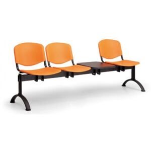 EUROSEAT Plastová lavice do čakární ISO, 3-sedadlo + stolík, oranžová, čierne nohy