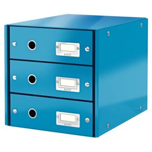 Modrá škatuľa s 3 zásuvkami Leitz Office, 36 x 29 x 28 cm
