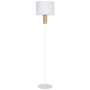 Biela voľne stojacia lampa s drevenými detailmi Glimte Castro White