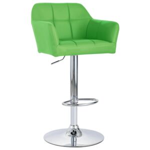 Barová stolička s opierkami rúk zelená umelá koža