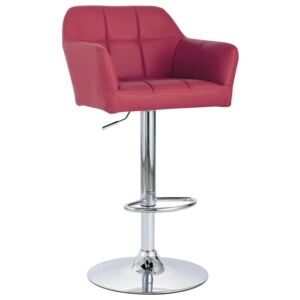 Barová stolička s opierkami rúk vínovo-červená umelá koža