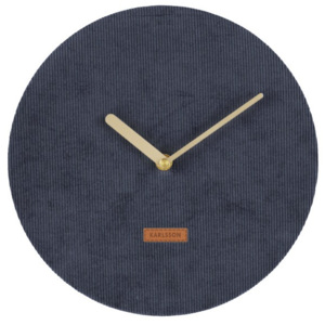 Tmavomodré nástenné hodiny s menčestrom Karlsson Corduroy, Ø 25 cm