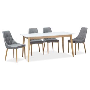 Stôl CESAR biela/dub 160(205)x80x75