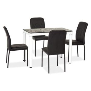 Stôl Damar čierna horná doska/biele nohy 100x60