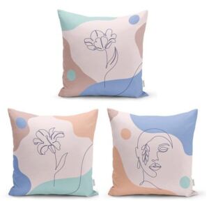 Súprava 3 dekoratívnych obliečok na vankúše Minimalist Cushion Covers Colorful Flower, 45 x 45 cm