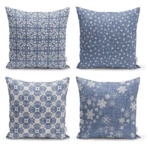 Súprava 4 dekoratívnych obliečok na vankúše Minimalist Cushion Covers Minimalist Drawing Blue, 45 x 45 cm