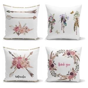 Súprava 4 dekoratívnych obliečok na vankúše Minimalist Cushion Covers Flower Key, 45 x 45 cm