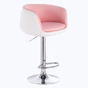 Barová stolička MONTANA na striebornom tanieri - bielo-ružová