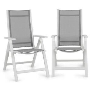 Blumfeldt Cádiz, skladacia stolička, sada 2 kusov, 59,5 x 107 x 68 cm, ComfortMesh, hliník, biela