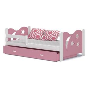 DOBRESNY Detská posteľ Mikolaj farebná 160x80 cm Barva konstrukce: Bílá, Barva ostatních dílů: Růžová