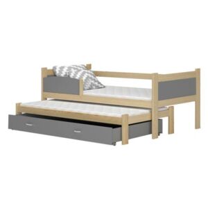 DOBRESNY Detská posteľ TWIST P2 drevená 180x80 cm Barva konstrukce: Olše, Barva ostatních dílů: Šedá