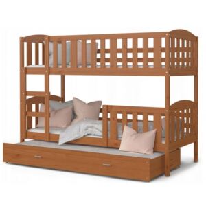 DOBRESNY Dřevěná patrová postel s přistýlkou KUBU 3 184x80 VÝPRODEJ olše