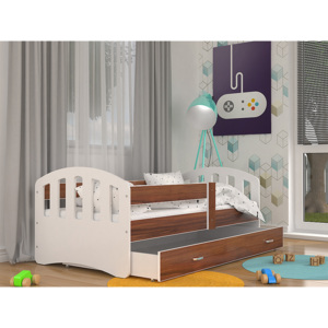 Detská posteľ ŠTÍSTKO color + matrac + rošt ZADARMO, 160x80 cm, biela/havana