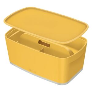 Žltá úložná škatuľa s vekom a organizérom Leitz Cosy, objem 5 l