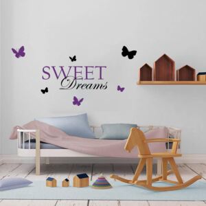 GLIX Sweet dreams - nálepka na stenu Čierná a fialová 120 x 60 cm