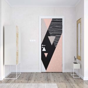 GLIX Fototapeta na dvere - Modern Geometric Triangles Pink And Black Design