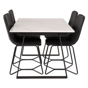 Estelle X-chair stolová súprava mramor biela/čierna ekokoža