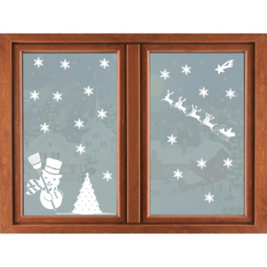 Sada so snehuliakom, Vianočné samolepky na okno