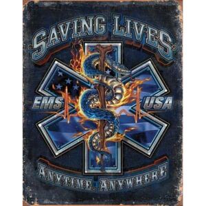 Plechová ceduľa EMS - Saving Lives, (30 x 42 cm)
