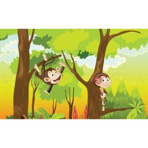 Fototapeta, Tapeta Kreslené opičky do detskej izby, (104 x 70.5 cm)