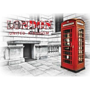 Fototapeta, Tapeta Londýn - Červená telefónna búdka, (254 x 184 cm)