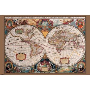 Plagát, Obraz - Historická mapa sveta, (91.5 x 61 cm)