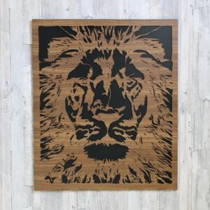 Moderný 3D drevený obraz na stenu - Lev | 70x83 cm