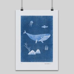 Veľryba Gréta modrá – grafika / obrázok