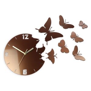 Moderné nástenné hodiny Copper Butterflies NH034 (nalepovacie hodiny na stenu)