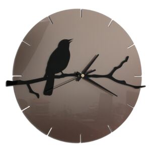 Moderné nástenné hodiny CLOCK-BIRD TORTORA HMCNH016-tortora (nalepovacie hodiny na stenu)