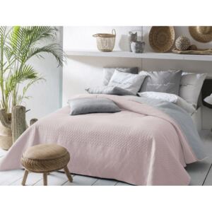 Prehoz na posteľ BUENO Powder pink & Light grey 200x220 cm (prehoz na posteľ)