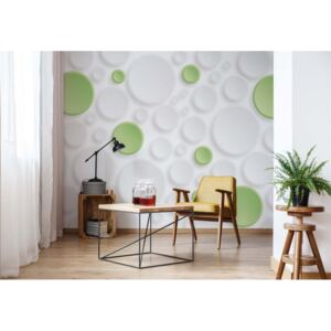 Fototapeta - 3D Green And White Circles Vliesová tapeta - 416x254 cm