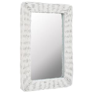 Zrkadlo s prúteným rámom biele 40x60 cm