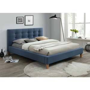 Čalúnená posteľ WALKER + rošt, 160x200, modrá