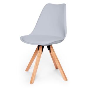 Sivá stolička s podnožím z bukového dreva loomi.design Eco