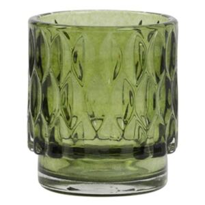 Olivovo zelený sklenený svietnik Grace - Ø 7 * 8 cm