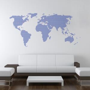 GLIX Mapa sveta z bodiek - nálepka na stenu Modrá 200 x 100 cm