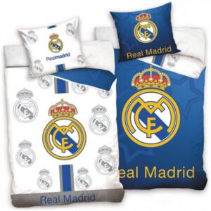 Carbotex · Futbalové posteľné obliečky FC Real Madrid - Blue and White - 100% bavlna - 70x90 cm + 140x200 cm - Oficiálny produkt Realmadrid