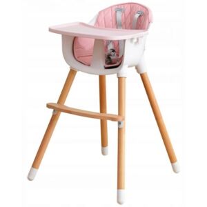 Drevená jedálenská stolička 2v1 Eco Toys - ružová