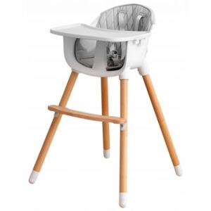 Drevená jedálenská stolička 2v1 Eco Toys - šedá