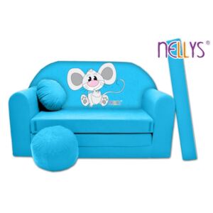 Rozkladacia detská pohovka Nellys ® Myška v modrom