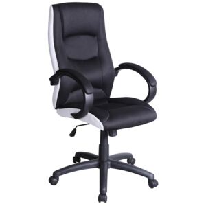 Kancelárske kreslo: Q-041 SIGNAL - stoličky: ekokoža biela/membránová látka čierna