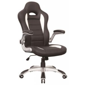 Kancelárske kreslo: Q-024 SIGNAL - stoličky: ekokoža čierna/biela