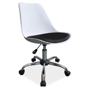 Kancelárska stolička: Q-777 SIGNAL - stoličky: plast/ekokoža - biely/čierna