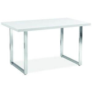 Jedálenský stôl: RING SIGNAL - stoly: MDF biely lak/ chróm