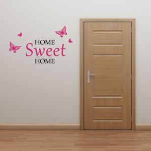 GLIX Domov sladký domov - samolepka na stenu Čierná a růžová 50 x 30 cm