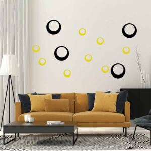 GLIX Dekorácie kruhy - samolepka na stenu Čierná a žltá 95 x 65 cm