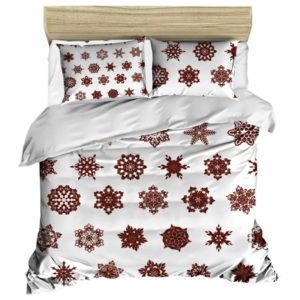 Sada obliečky a plachty na dvojposteľ Christmas Snowflakes White, 200 × 220 cm
