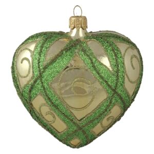 Vianočné srdce zeleno-zlaté